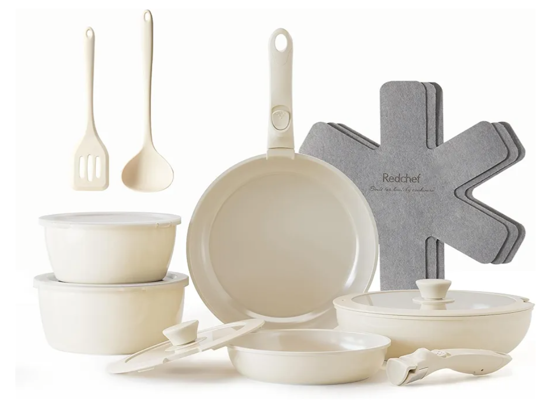 Astercook Pots and Pans Set Non Stick, Ceramic Cookware Set Non Toxic, 18 Pcs Dishwasher Safe Induction Cookware for Everyday Cooking & Kitchen Gifts