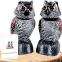 BobbleHead Owl Decoys Sculpture to Scare Birds Away, 2-Pack 8.3" Fake Owl Plastic Scarecrow Bird Deterrent, Natural Enemy Pest Repellent, Garden Decor Statues for outside, Patio, Lawn, Yard Decoration
