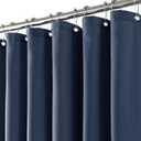 Jolilight Navy Blue Shower Curtain for Bathroom Boho Farmhouse Shower Curtains Natural Aesthetic Bath Decor Weighted Cloth Fabric Linen Textured Bath Curtain Liner with Hooks Set, Blue, 72 x 72