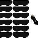 Suede Heel Pads & Grips - Prevent Blisters & Slipping, Filler for Loose Shoes (6 Black)