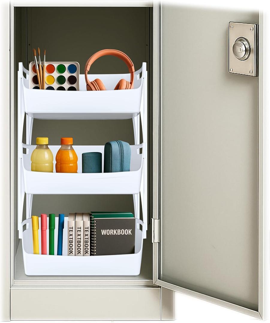 TidyFriend Locker Shelf 3-Tier, Versatile Locker Organizer 11.4" x 11" x 19.7" with Brackets for Extra Protection- Locker Organizer Shelf-Suitable for School, Work, Gym, Kitchen, Bathroom (Grey)