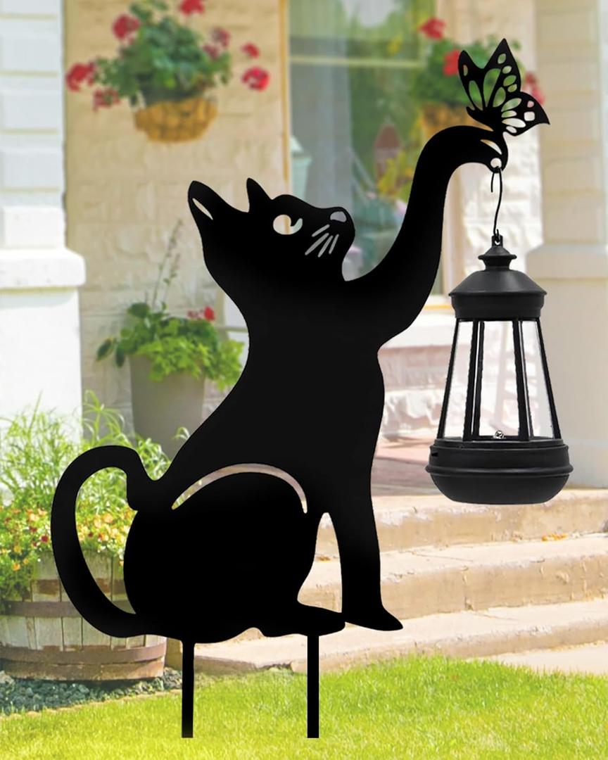 Black Cat Yard Decorations Outdoor - Solar Lights Outdoor Garden Decor Stake with Butterfly Decorative Metal Housewarming Ornament for Yard Pathway Lawn Patio  Unique Gift Ideas for Christmas Black Cat Yard Decorations Outdoor - Solar Lights Outdoor Garden Decor Stake with Butterfly Decorative Metal Housewarming Ornament for Yard Pathway Lawn Patio  Unique Gift Ideas for Christmas