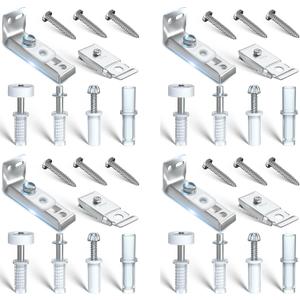 Bifold Door Hardware Repair Kit - 4 Packs Bi-fold Sliding Closet Doors Replacement Parts Include Top & Bottom Bracket, 3/8" Pivot, 7/8" Guides Wheel, for Folding Pocket Door Accordion