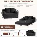 Boneless Loveseat Couch Folding Sofa Bed, Foldable Floor Futon Sleeper Couch Bed - Convertible Sofa Bed, Corduroy Pull Out Sofa Bed with 2 Pillows for Living Room & Bedroom