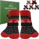 EXPAWLORER Anti Slip Dog Socks to Prevent Licking Paws, Soft Dog Boots & Paw Protectors, Dog Booties for Hardwood Floors, Shoes for Small Medium Large Senior Dogs, Red S