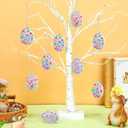25 PCS Easter Crafts Tree Ornaments Painting Kits,Blank Paintable Eggs with Color Pens Paint Stickers for Easter Hanging Tree Ornaments Basket Stuffers Fillers