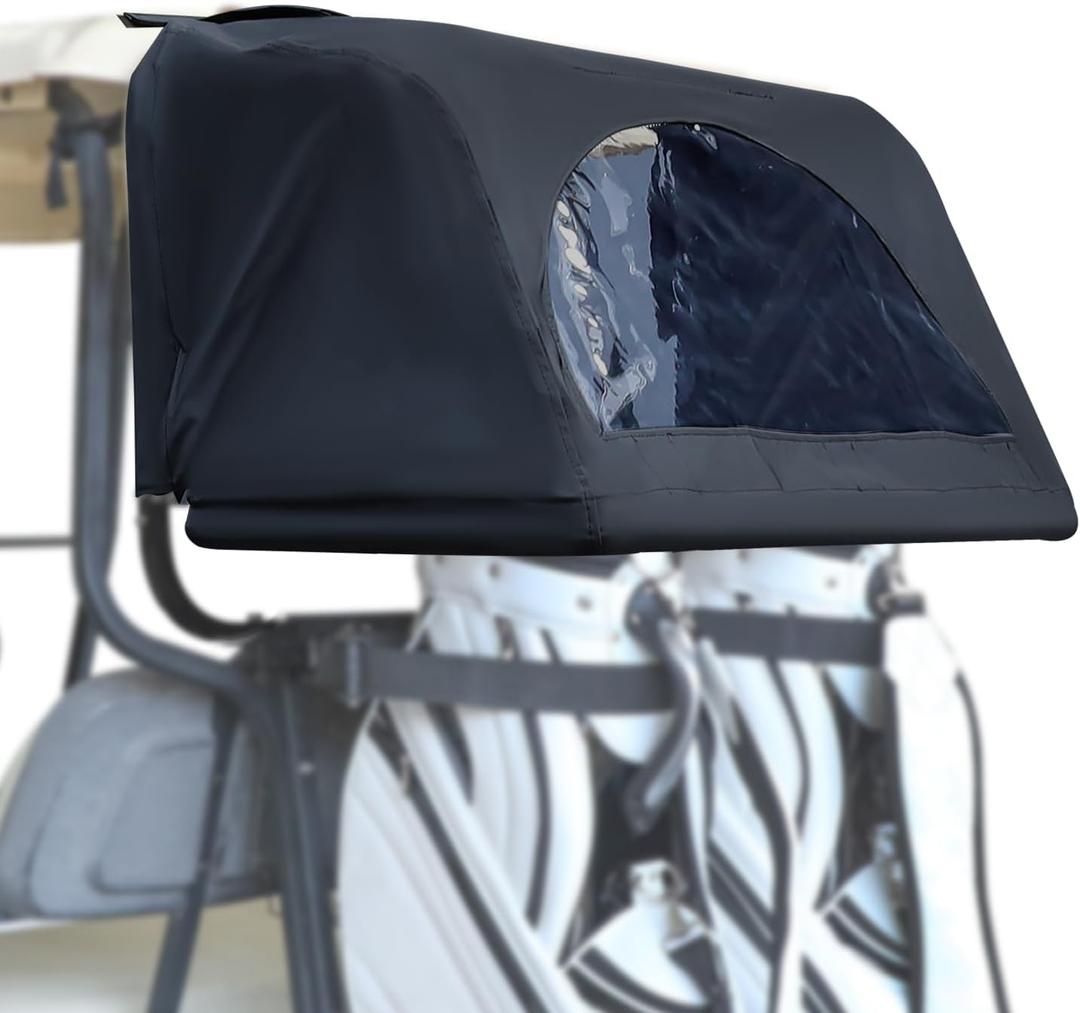 Golf Cart Universal Rear Bag Rain Cover Kit, Fits for Club Car, EZGO, Yamaha (Beige/Black)