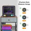 DALEMHOME 3D Printer Stand with Storage, 3D Printer Table with Power Outlet, Sturdy Metal Frame Workstation with Fabric Drawer for 3D Printing, Rustic Brown, 23.6" L x 23.6" W x 31.5" H