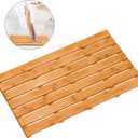 Bamboo Wooden Bath Floor Mat for Luxury Shower - Non-Slip Bathroom Waterproof Carpet for Indoor or Outdoor Use (31.3 x 18.1 x 1.5 Inches)