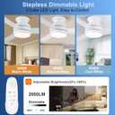 42 Inch Ceiling Fans with Lights and Remote, Low Profile Ceiling Fan with Light Flush Mount, Reversible, 6 Speeds, 3CCT Dimmable White Ceiling Fan for Bedroom Dinning Room Indoor