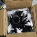 Blissun 7.5 ft Solar Umbrella, 18 LED Lighted Patio Umbrella, Table Market Umbrella (Black & White)