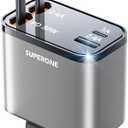 [2024 Upgraded] 4 in 1 Retractable Car Charger, SUPERONE Smaller Fast Car Phone Charger 69W with Cord, USB C and iPhone Car Charger Adapter, Compatible iPhone 15/15 Pro Max/14/13/12/11, Sumsung (Silver)