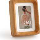 Wooden Picture Frames, 2.5x3.5 Small Polaroid Picture Frame Matted to 2x3 with Plexiglass, Teak Solid Natural Wood Tiny Photo Frame, For TableTop and Wall Mounting
