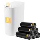 Bathroom Trash Can with Lid 5 Gallon White Motion Senor Touchless Automatic Garbage Cans for Kitchen,Bedroom, Office, Living Room