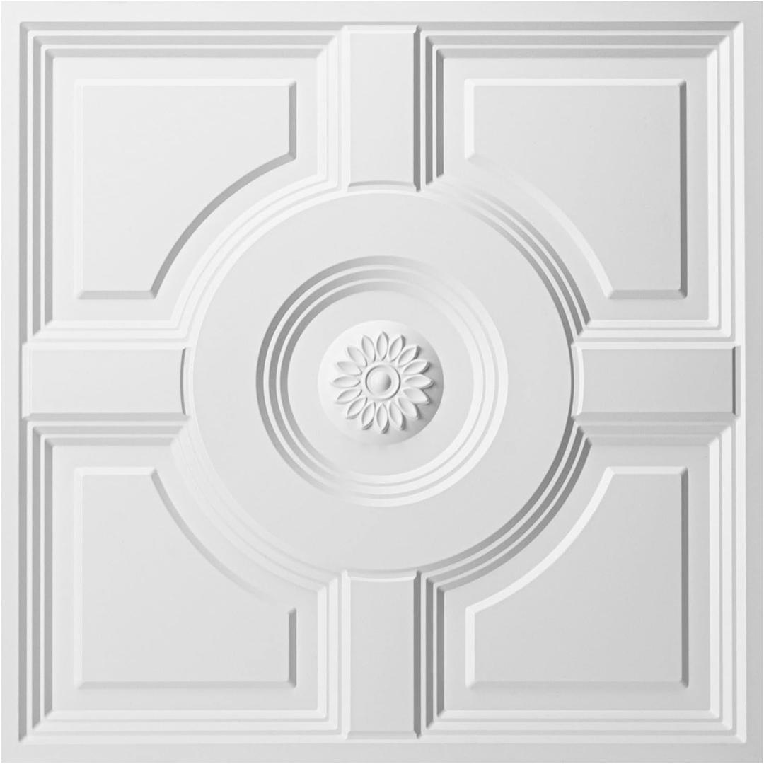 WOWSTAR 12-Pack 24"x24" Drop Ceiling Tiles, Waterproof Ceiling Panels, Only Fit into the Grid, White