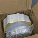 realluck 100 PCS White and Yellow Disposable Plates for 50 Guests, Scalloped Plastic Plates Include 50 Dinner Plates and 50 Dessert Plates for Party, Wedding