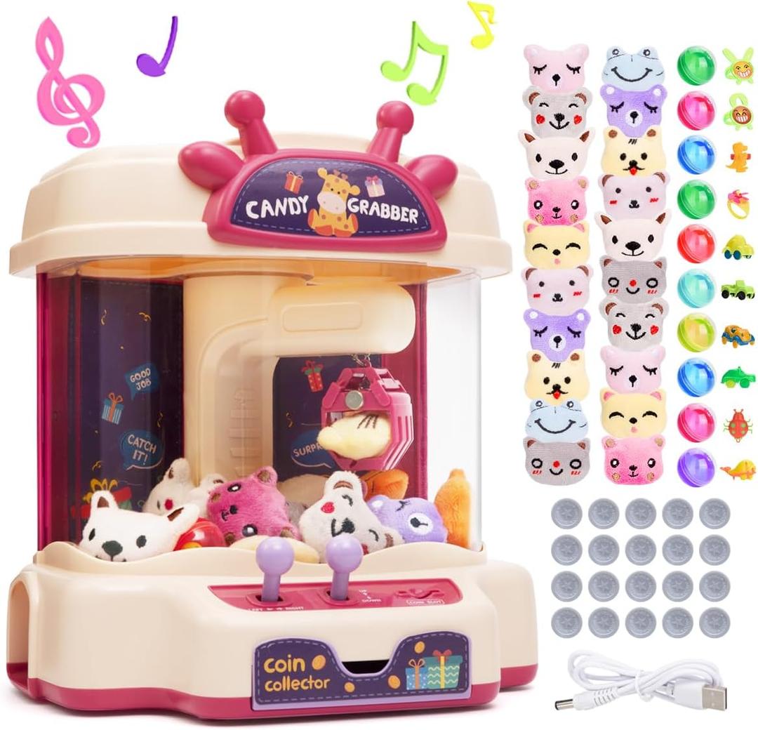 Meland Claw Machine - Mini Vending Machine for Kids & Adult with Mini Plush Toys, Capsules, Toys for Kids Girls Age 3+, Birthday for Toddlers