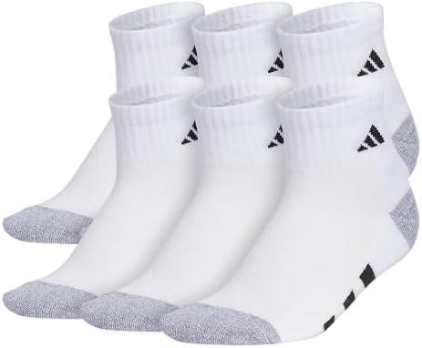 adidas Unisex Kid's Quarter Ankle Socks for Boys and Girls Youth (6-Pack) Athletic Cushioned and Comfortable M