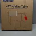 Folding Table 4 Foot Portable Heavy Duty Plastic Fold-in-Half Utility Table Small Indoor Outdoor Adjustable Height Folding with Carrying Handle, Camping and Party, Black