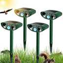 CKUKARM 4 Pack Solar Animal Repellent Outdoor Ultrasonic Deer Repellent Cat Repellent Scare Squirrel, Dog, Rabbit, Raccoon, Skunk & Animal Deterrent Devices for Garden Yard Farm