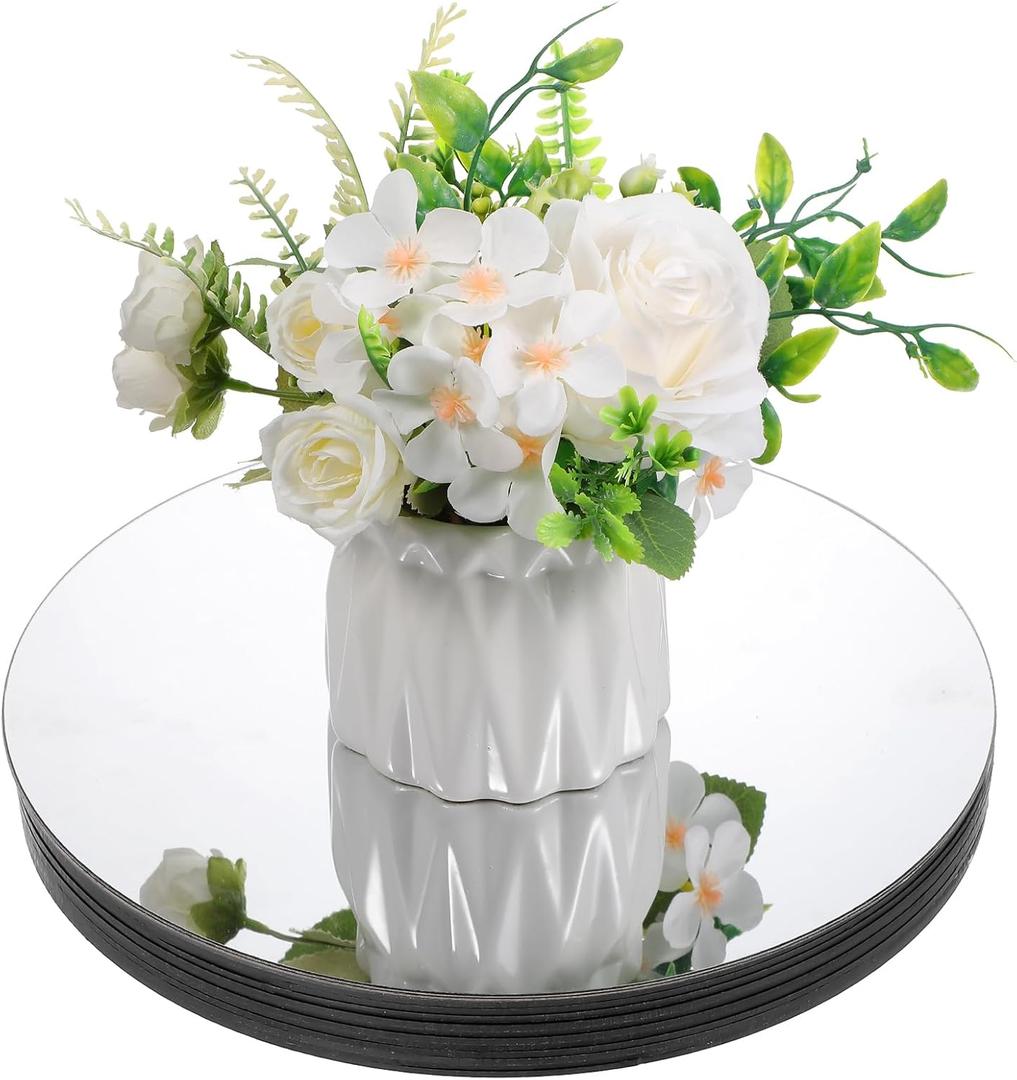 12 Pack 12 Inch Acrylic Round Mirror Centerpieces, Mirror Trays Plates for Wedding Table Party Decorations, Wall Decor