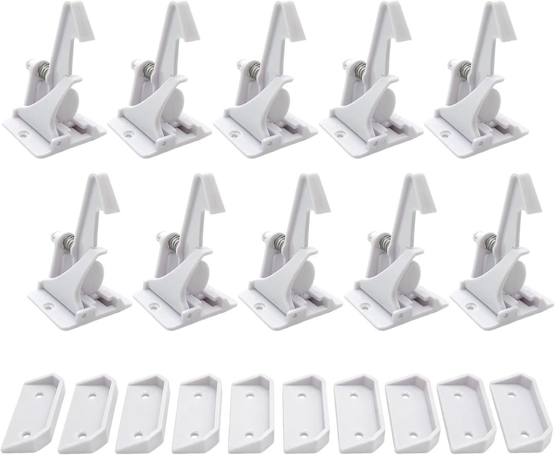 (10 pcs) Upgraded Invisible Baby Safety Proofing Cabinet Latch Locks - No Tools or Drilling Required for Installation, Works with Most Cabinets Drawers and with Countertop