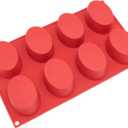 Freshware 8-Cavity Oval Silicone Mold for Soap, Cake, Bread, Cupcake, Cheesecake, Cornbread, Muffin, Brownie, and More