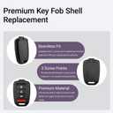 No Cutting Required - Key Fob Shell Case Replacement Fits for Honda Accord Civic CRV HRV 2013-2021 Keyless Entry Remote Key Fob 4 Button Pad Cover MLBHLIK6-1TA MLBHLIK6-1T (4 Button A)