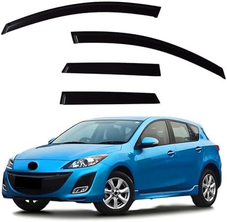 YLSCOO Window Visors Rain Guards fits 2010-2013 M-azda 3 Hatchback (EXCLUDES Sedan), Out-Channel Window Wind Deflectors Vent Shades Accessories, Black 4 Pieces, 2011 2012