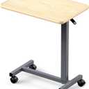 WOTURE Adjustable Overbed Table with Wheels, Pneumatic Height Adjustment, Ideal for Hospital Use or At Home as Bed Tray, Standing Desk, Bedridden & Mobility Needs, Maple, 23.62 inches x 15.75 inches x 39.37 inches