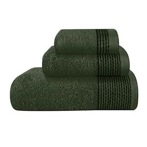 BELIZZI HOME Ultra Soft 3 Pack Cotton Towel Set, Contains a Bath Towel 28x55 inch, a Hand Towel 16x24 inch & a Wash Coth 12x12 inch, Ideal Everyday use, Compact & Lightweight, Olive Green