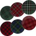 Certified International 22925SET6 Christmas Plaid 10.75" Dinner Plate, Set of 6 Assorted Designs, One Size, Multicolor