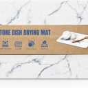Quick Dry Stone Drying Mat for Kitchen Counter, Water-Absorbent Diatomaceous Dish Drying Mats, Multi-Purpose Stone Drying Tray for Cups Dishes Bottles, Carrara White Marble
