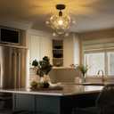 Flush Mount Ceiling Light，Mid Century Modern Chandelier Lighting Black