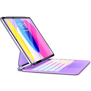 Magic-Style Keyboard Case for iPad 11th Gen A16 (2025)/10th Gen 10.9" (2022) with Floating Magnetic Cover, Rainbow Backlit & Multi-Touch Trackpad - Purple