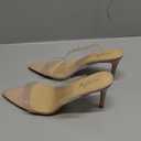 vivianly Clear Pointed Toe Heels Sandals Transparent Strap Stiletto High Heels Slip on Mules for Women (8, 4.33in -Nude)