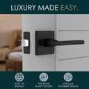 2 x Mega Handles Prime Privacy Lever Door Handle for Hallway, Closet and Bathroom, Keyless Reversible Design Door Levers, Fits All Standard Door Sizes, Covered Screws Included - Matte Black (1 Pack), 5"
