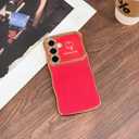 NITITOP Compatible with Samsung Galaxy S23 FE Case Cute Luxury Women Girls Men with Love Heart Electroplated Pattern Curly Wave Frame Raised Camera Shockproof Protection Cover-Rose Red