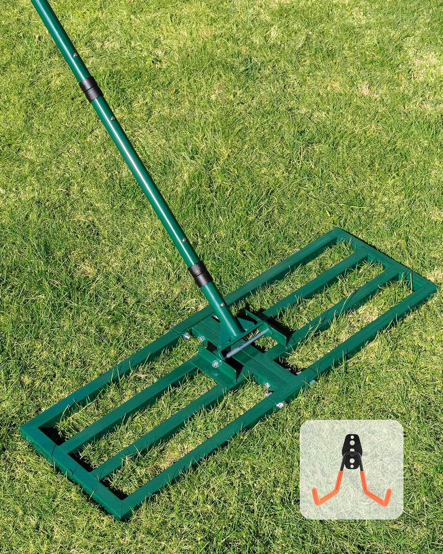 Lawn Leveling Rake 30"x10", Yard Leveling Rake with Wall-Mount Hook, Heavy-Duty Ground Leveler for Soil, Sand, Topsoil, Compost & Fertilizer