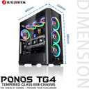 RAIJINTEK PONOS TG4, Mid-Tower PC Case, with Tempered Glass (Front & Side), EEB M/B, Comes with 4pcs 12025 ARGB Fans, Compatible with Max. 390mm VGA Card, USB3.0 and Magnetic Dust Filters