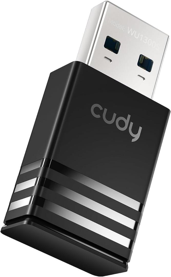Cudy AC1300 WiFi USB Adapter - 5GHz/2.4GHz, Wireless Adapter for Desktop/Laptop, Compatible with Windows 7/8/8.1/10/11, mac OS 10.6-10.15.3, Linux, WU1300S