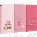 FuWeave 3 Pcs Pink Flamingo Summer Hand Towels for Bathroom 100% Cotton 29.5 x 13.8'' Embroidered Decorative Absorbent Soft Bath Hand Towels for Bathroom Kitchen Gift Decor