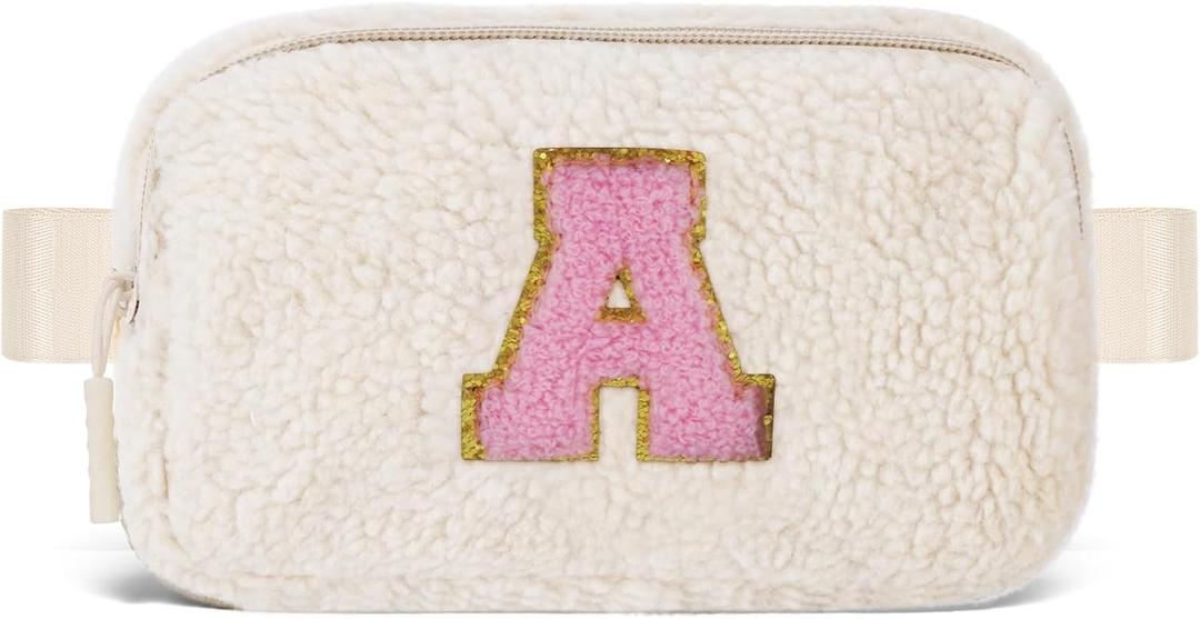2 x Uygafly Birthday Christmas Gifts for 5 6 7 8 9 10 11 12 13 14 15 16 Year Old Girl,Initials Fanny Pack Crossbody Bag for Girls Kids,Stocking Stuffers Trendy Cute Purse Stuff - A,Cream