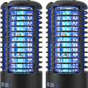 Rechargeable Bug Zapper 2 Pack, Portable Electric Mosquito Killer for Indoor & Outdoor Fly Trap for Camping, Patio, Garden, Kitchen, and Porch (Black)