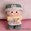 2 x Clothes for Doll  Casual Youth Outfit for 17cm Dolls, Green Hat, White & Yellow Letter K Shirt & Green Pants  Doll Accessories Only