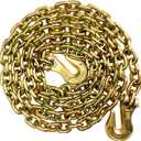 3/8 Chain Trailer Chains with Hooks, Grade 80 Tow Log Chain 7100 lbs Working Load for Truck Farm Construction(3/8 in x 16FT)