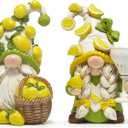Hodao 2PCS Lemon Gnome Figurine Set - Lemon-Themed Gnome Indoor Home Decor for Summer - Small Decorative Gnomes for Kitchen, Living Room, or Shelf - Cute Ornament Set