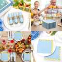 LIYH 200Pcs Blue Napkins Party Napkins 5In 2-Ply Paper Disposable Floral Cocktail Beverage Napkin Gold Scalloped Edges Baby Blue Napkin for Bridal Shower Birthday Party