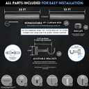 BlastHome® Non-Adjustable Luxury Curtain Rods for Windows, 1 ¼” Rod Set, 7 foot Fixed Length (Two Rods Connect for a Seamless Look), Gunmetal/Pewter