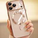 for iPhone 17 Pro Max Case with 1X Screen Protector, [Compatible with MagSafe] [Integrated Camera Protection], Non Yellowing Glossy Slim Cute Women Girly Cover for iPhone 17 Pro Max 6.9", Desert Gold